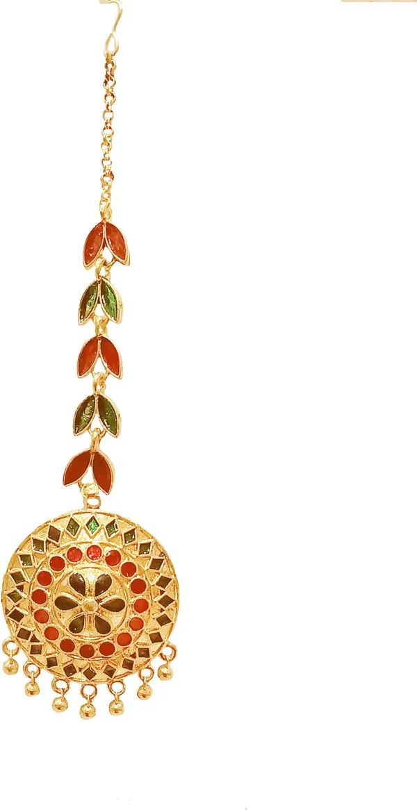 Assamese_Traditional_Copper_Gold_Plated_Red_Green_Japi_Maang_Tikka_For_Women_&_Girl